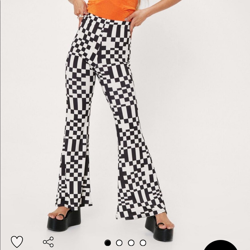 Nasty Gal Checkerboard Flare Pants